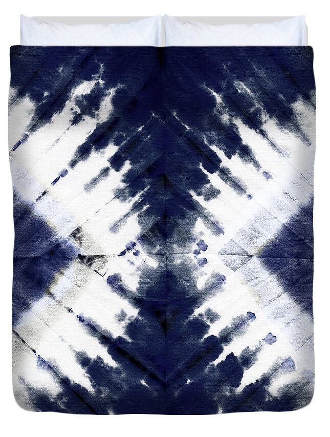 Tie Dye Duvet Cover featuring the painting Indigo II by Mindy Sommers