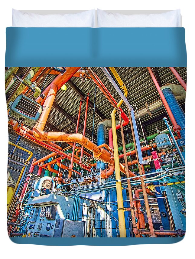 Hdr Duvet Cover featuring the photograph Industrial Waterways by Jonny D