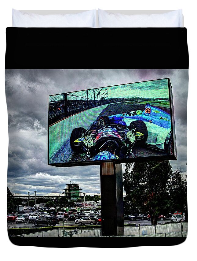 Crash Duvet Cover featuring the photograph Indy GP Crowding by Josh Williams
