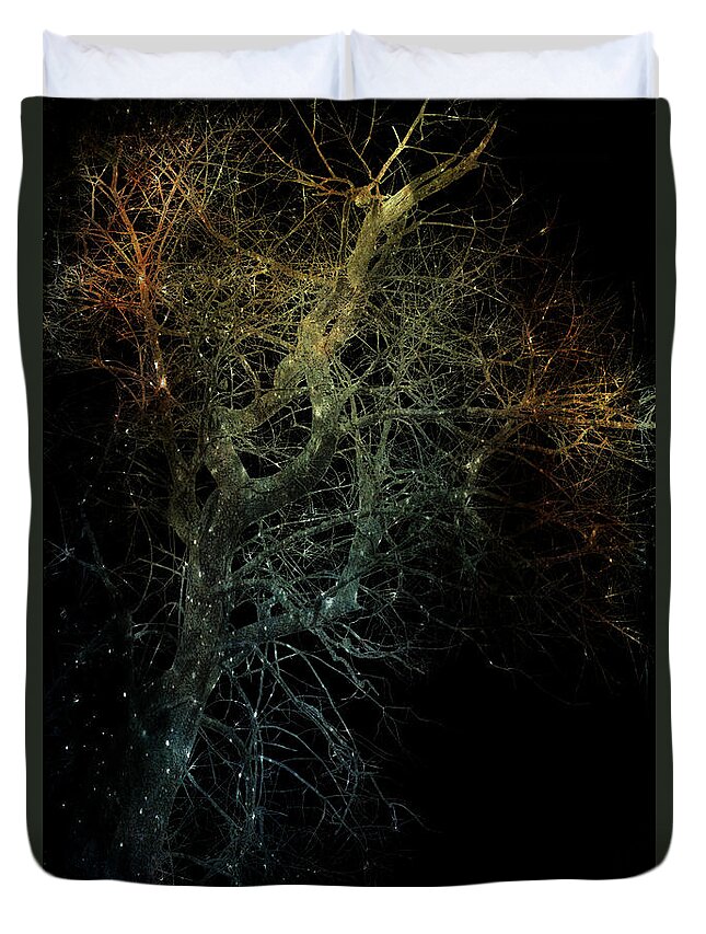 Tree Duvet Cover featuring the photograph Infared Tree Art Dance of the Lightning Bugs by Lesa Fine