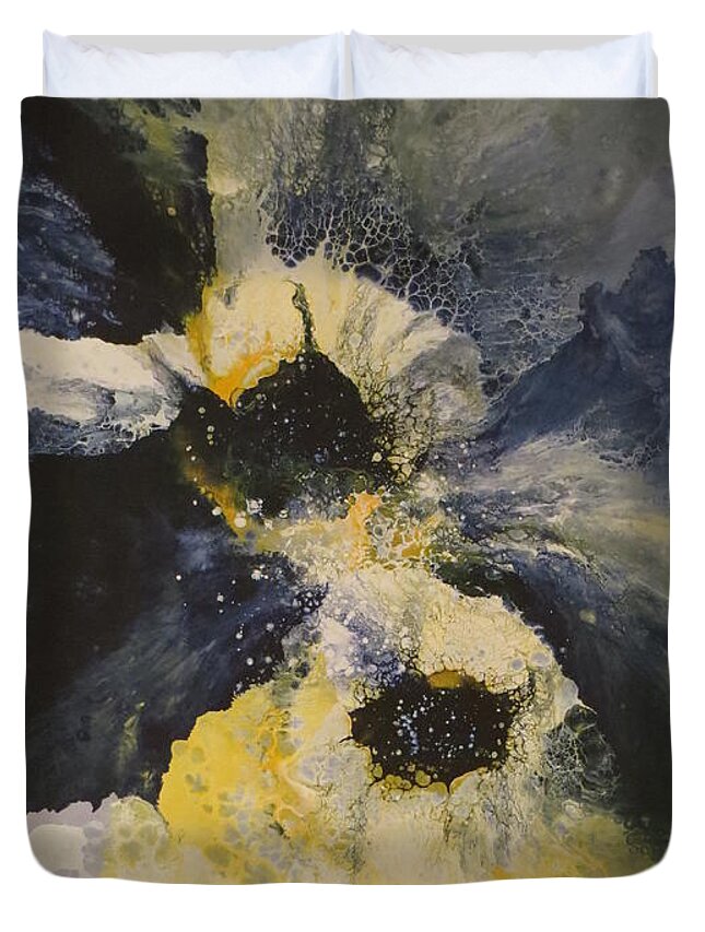 Abstract Duvet Cover featuring the painting Infinite by Soraya Silvestri