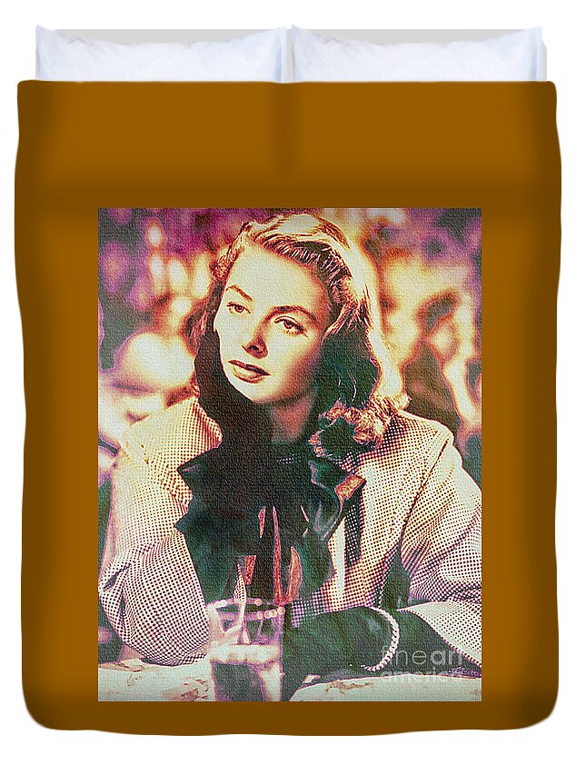 Ingrid Bergman Duvet Cover featuring the photograph Ingrid Bergman - Movie Legend by Ian Gledhill
