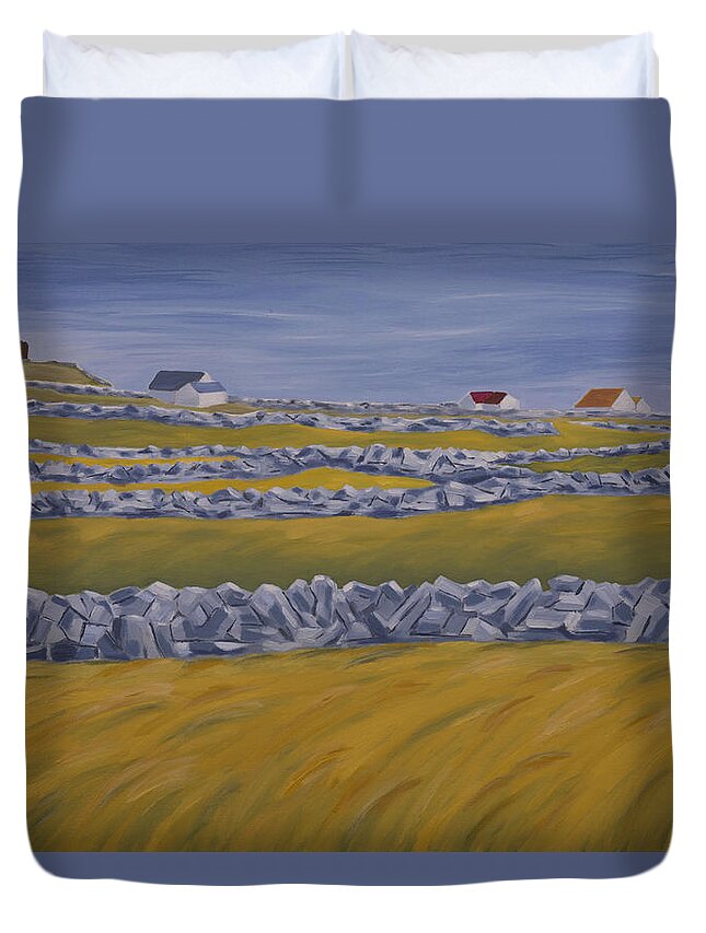 Ireland Duvet Cover featuring the painting Inish Mor by John Farley