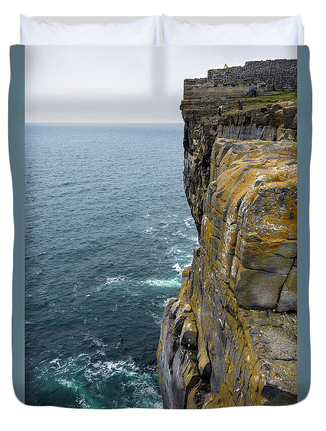 Ireland Duvet Cover featuring the photograph Inishmore cliff and Dun Aengus by RicardMN Photography