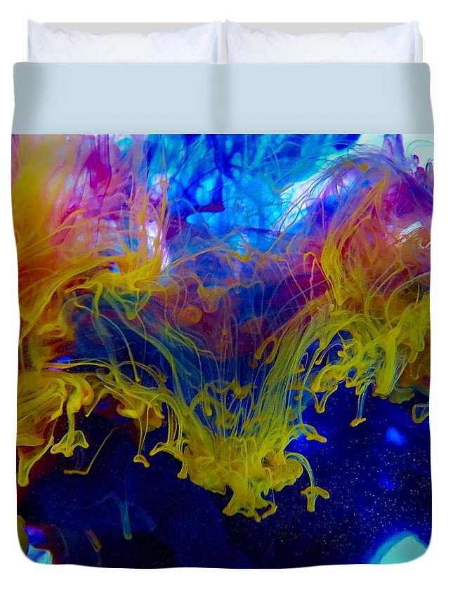 Ink Duvet Cover featuring the photograph Ink explosion 9 by Lilia D