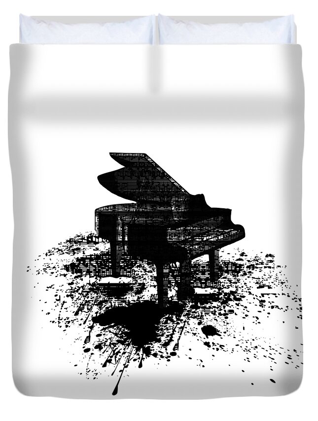 Ink Duvet Cover featuring the digital art Inked Piano by Barbara St Jean