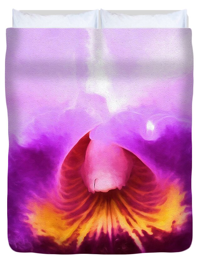 Orchid Duvet Cover featuring the photograph Inner Sanctum III by John Freidenberg