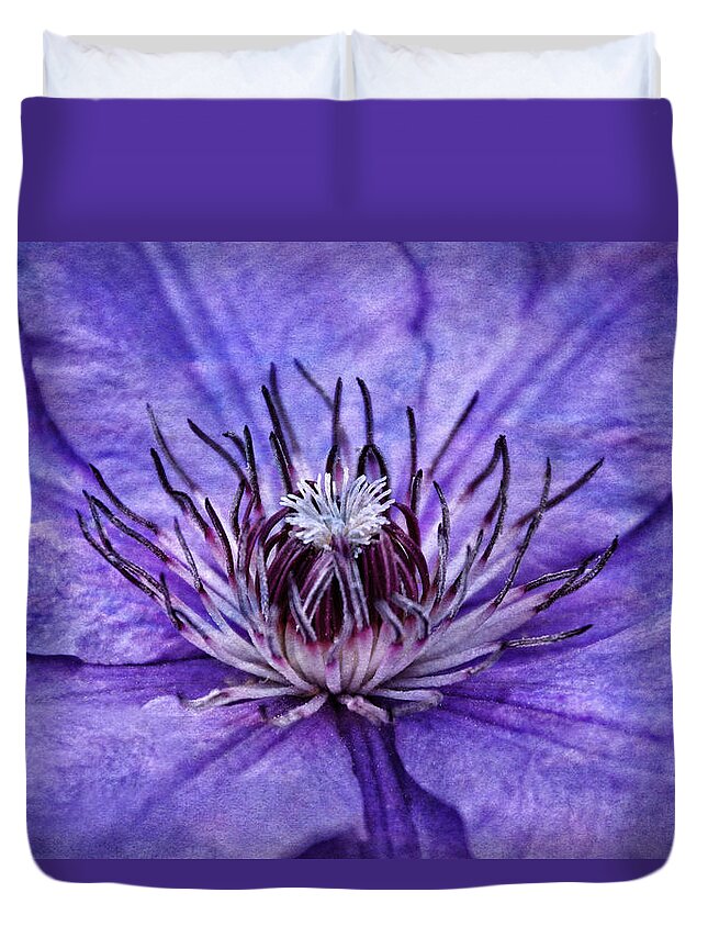 Clematis Duvet Cover featuring the photograph Inner Workings II by Leda Robertson