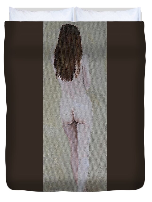 Nude Duvet Cover featuring the painting Innocent Youth by Masami Iida