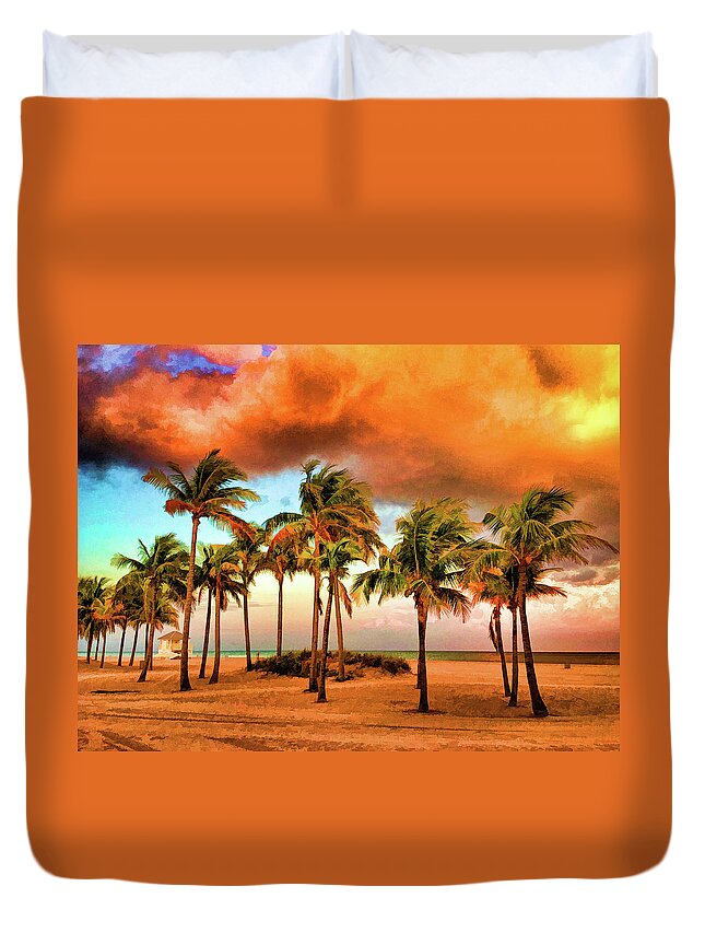 Florida Duvet Cover featuring the digital art Crandon Park Beach by Stefan Mazzola