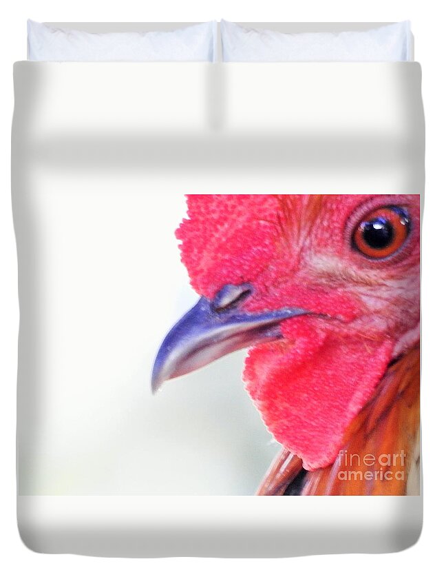 Rooster Duvet Cover featuring the photograph Instinctive Survival by Jan Gelders