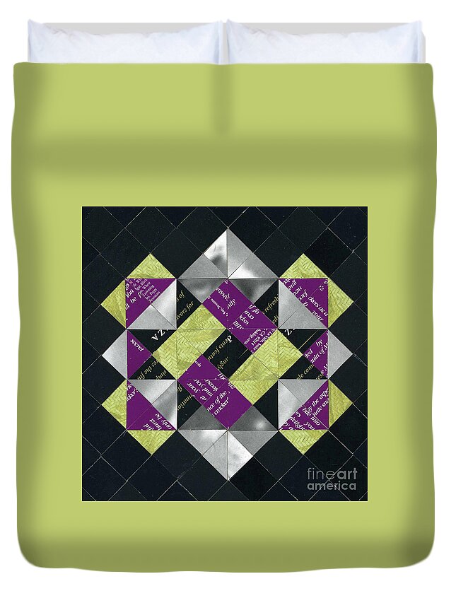 Paper Mosaic Duvet Cover featuring the mixed media Interlock by Diane Thornton