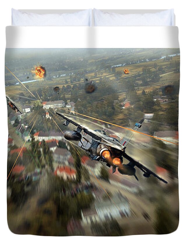 War Duvet Cover featuring the digital art Into Harms Way Two by Peter Van Stigt