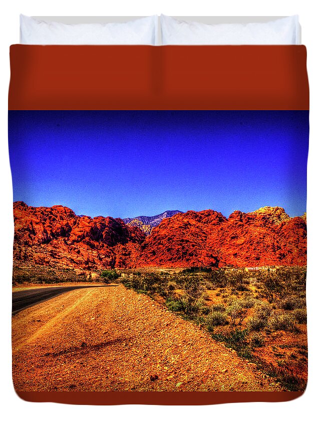 Red Rock Canyon. Las Vegas Duvet Cover featuring the photograph Into the Calico Basin Early Morning by Roger Passman