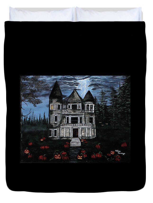Creepy Duvet Cover featuring the painting Into The Forest by Melissa Toppenberg