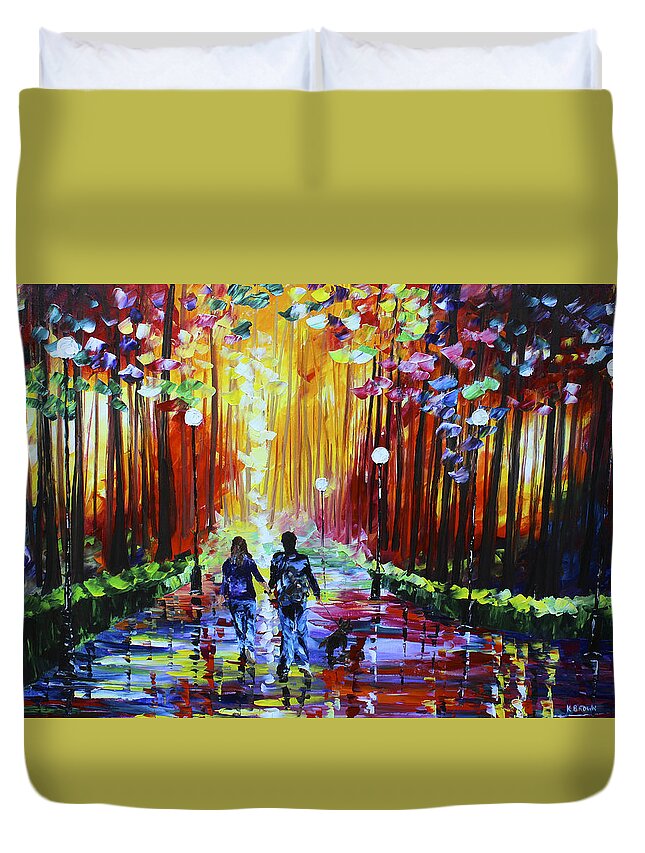 City Paintings Duvet Cover featuring the painting Into the Light by Kevin Brown