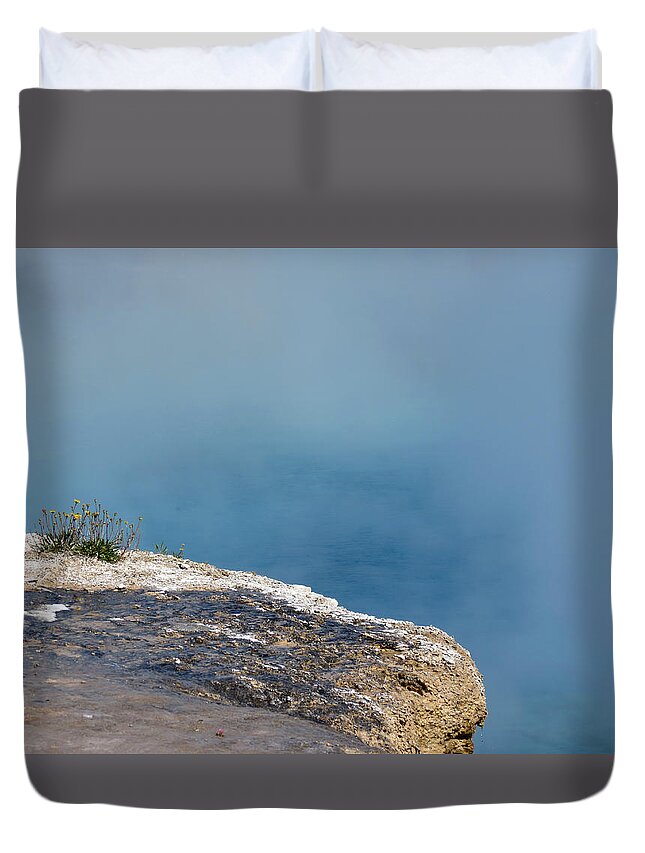 Yellowstone Duvet Cover featuring the photograph Into the Mist by Laurel Powell