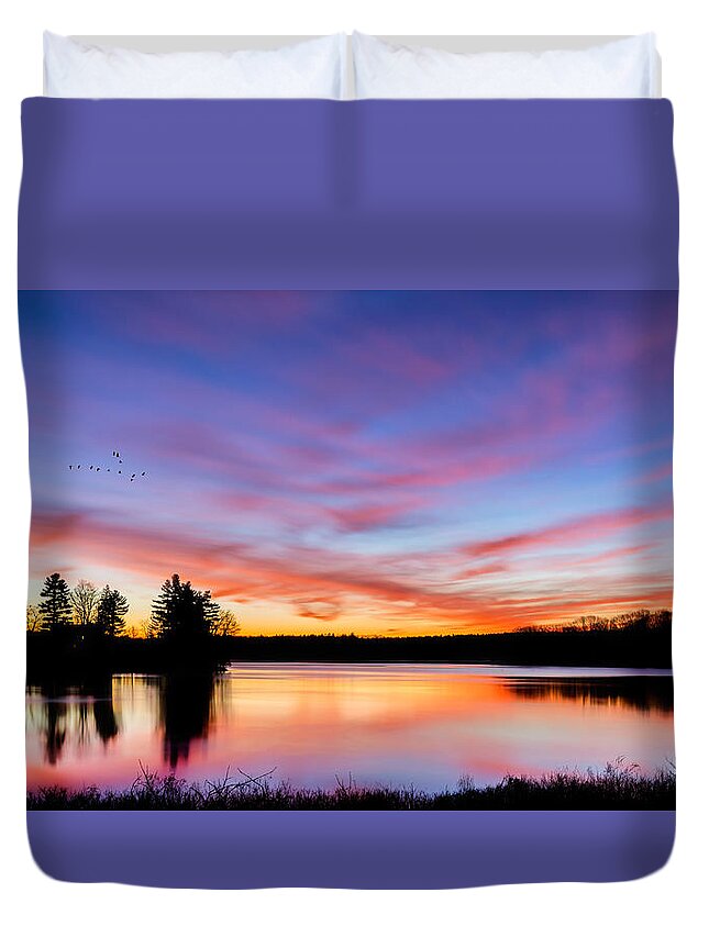 Reflection Duvet Cover featuring the photograph Into the Morning by Bill Wakeley