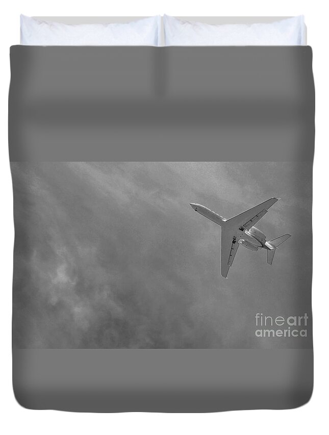 Private Jet Duvet Cover featuring the photograph Into The Storm by Angela J Wright