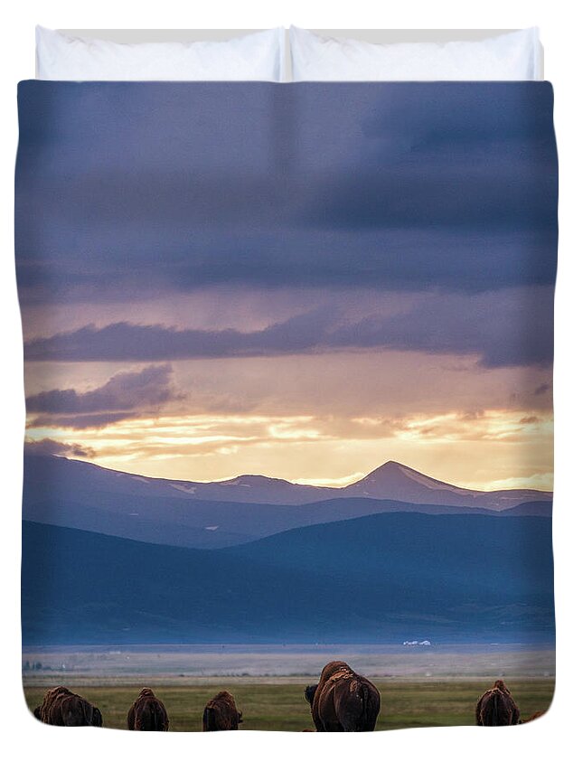 American West Duvet Cover featuring the photograph Into the sunset by Chris Bordeleau