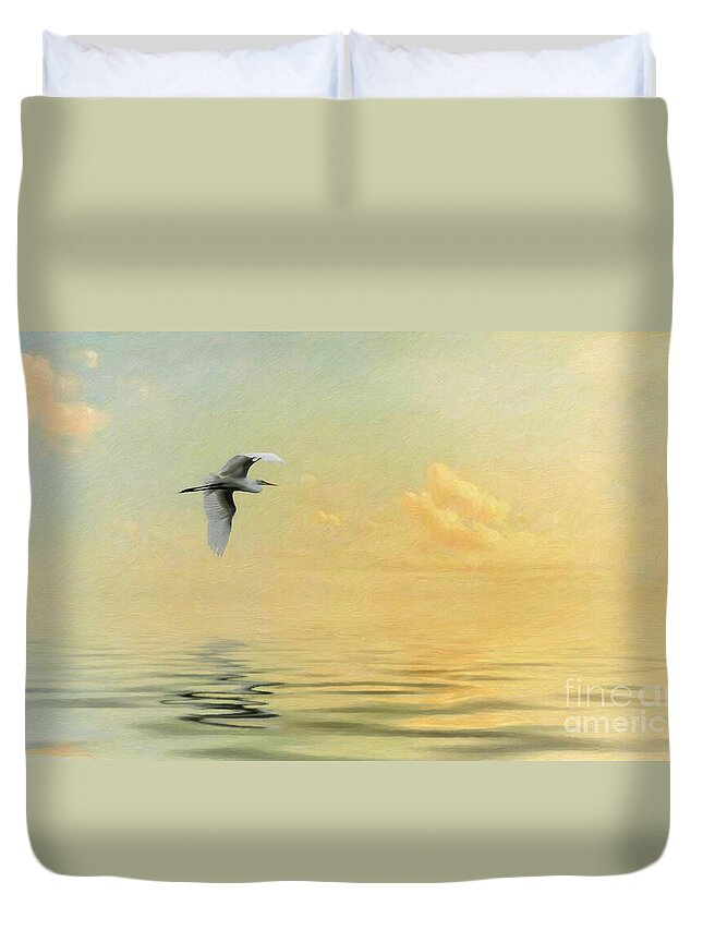 Into The Sunset Duvet Cover featuring the photograph Into the Sunset by Priscilla Burgers