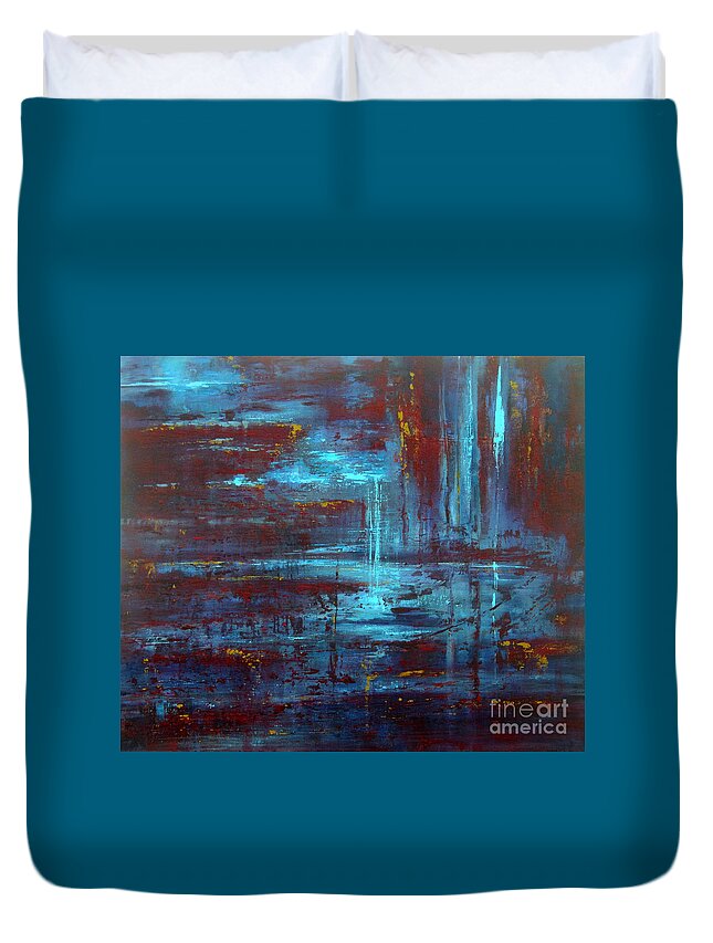 Very Deep And Moody Abstract Duvet Cover featuring the painting Into the Unknown by Valerie Travers