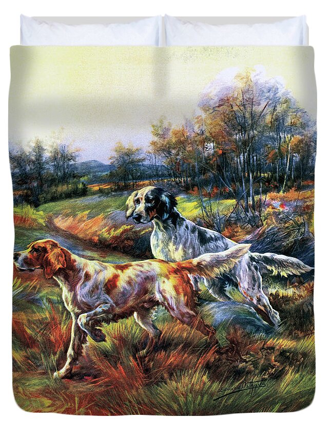 Outdoor Duvet Cover featuring the painting Into The Wind by Edmund Osthaus