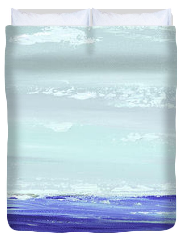 Ocean Duvet Cover featuring the painting Into The Wind by Tamara Nelson
