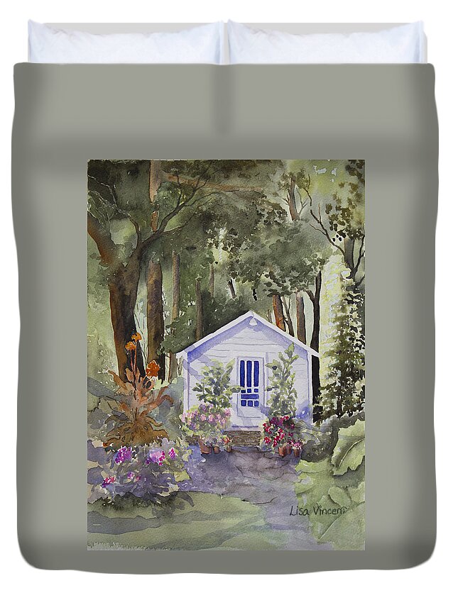 Giclee Duvet Cover featuring the painting Into the Wood by Lisa Vincent