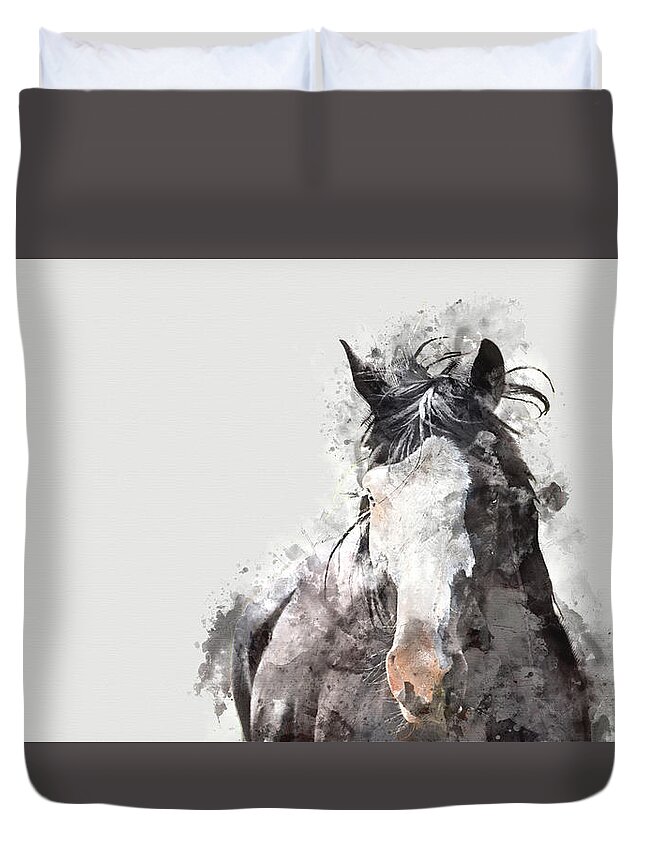 Horse Duvet Cover featuring the digital art Introductions by Ryan Courson