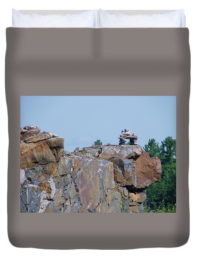 Inuit Duvet Cover featuring the photograph Inukshuk 3 by Peggy King