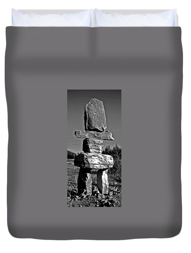 North America Duvet Cover featuring the photograph Inukshuk by Juergen Weiss
