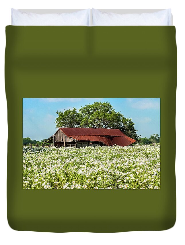 Abandoned Duvet Cover featuring the photograph Poppy invasion in Hillcountry-Texas by Usha Peddamatham