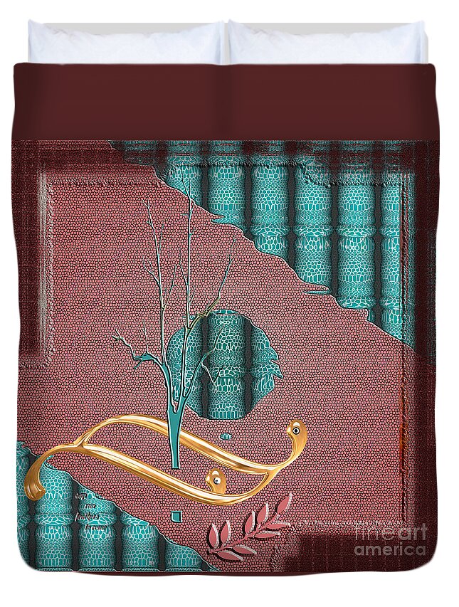 Texture Duvet Cover featuring the digital art Inw_20a5562-sq_sap-run-feathers-to-come by Kateri Starczewski