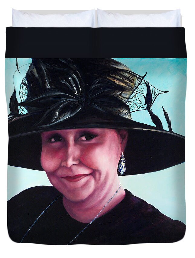 Woman Duvet Cover featuring the painting Irene by Shannon Grissom