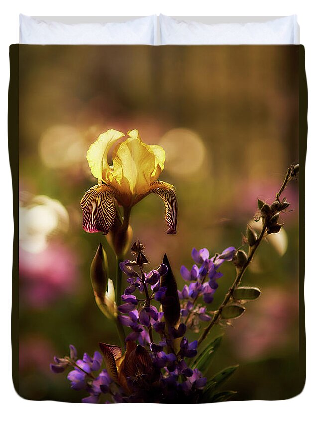 Iris Duvet Cover featuring the photograph Iris 6 by Loni Collins