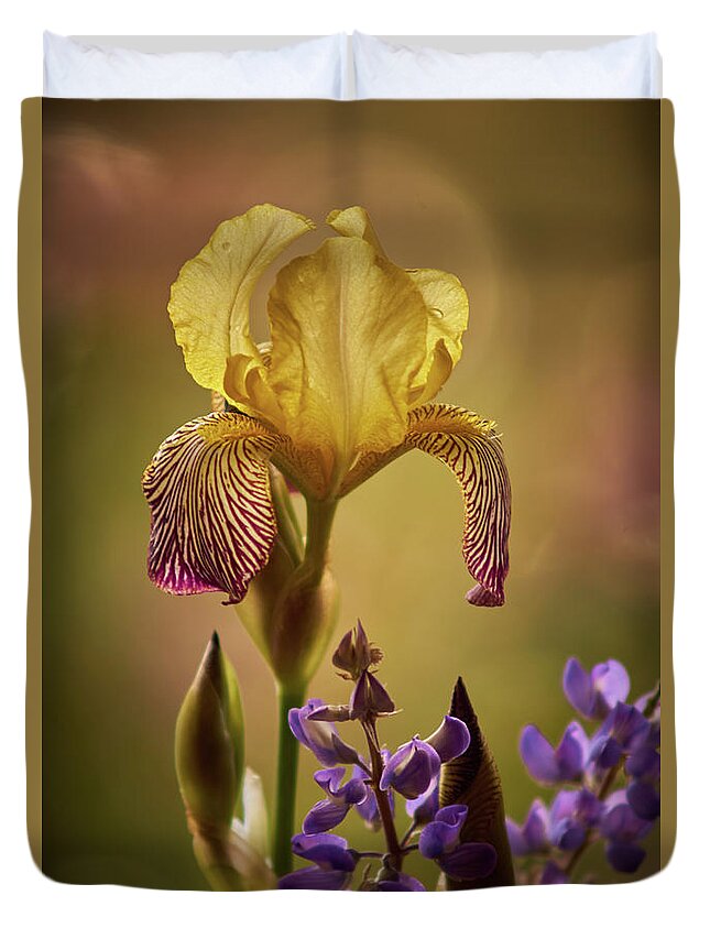 Iris Duvet Cover featuring the photograph Iris 7 by Loni Collins