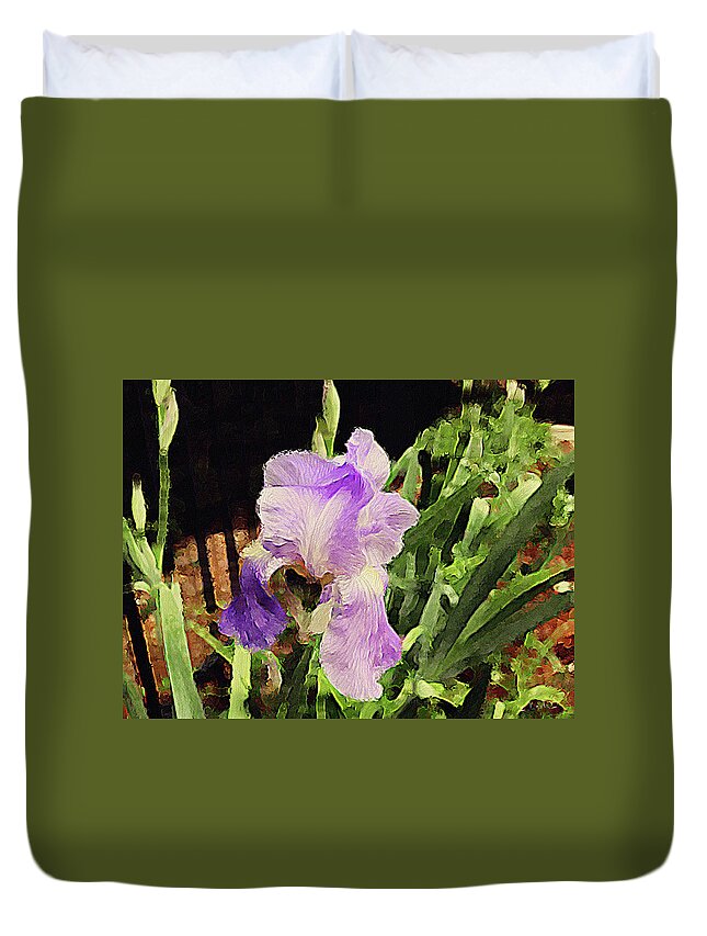 Flowers Duvet Cover featuring the photograph Iris by Alan Lakin