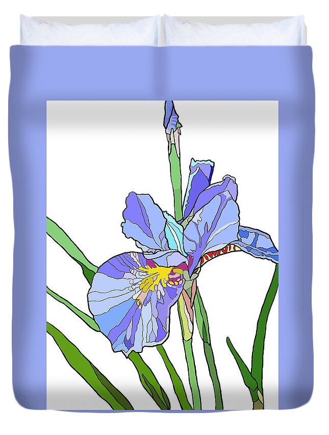 Iris Duvet Cover featuring the painting Iris and Bud by Jamie Downs
