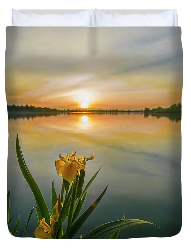Iris Duvet Cover featuring the photograph Iris at Sundown by David Arment