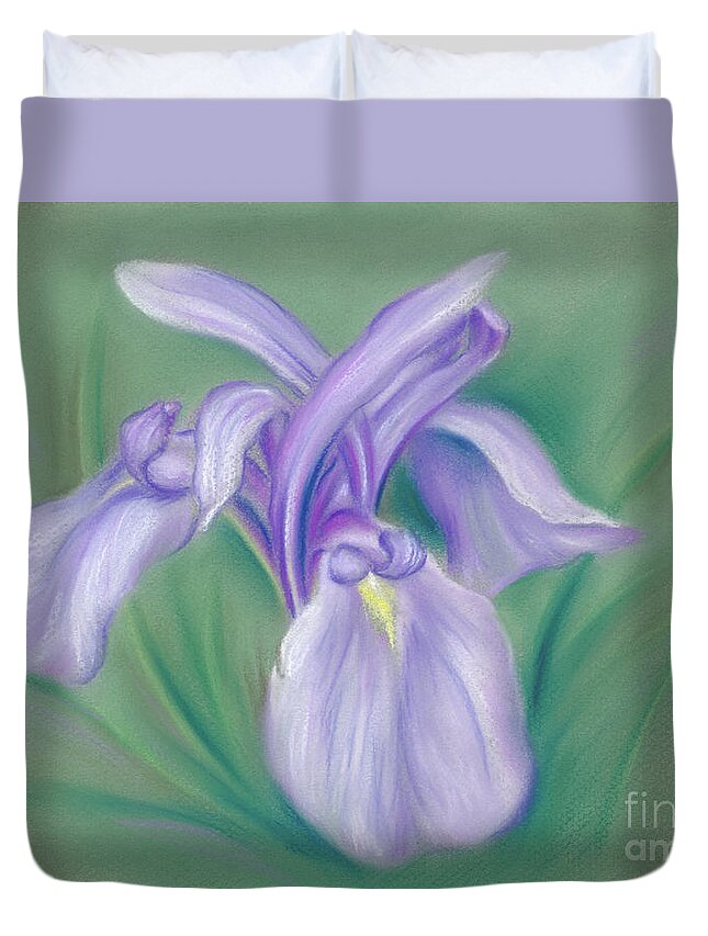 Botanical Duvet Cover featuring the painting Iris Purple by MM Anderson