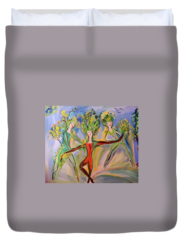 Green Duvet Cover featuring the painting Irish greenery by Judith Desrosiers