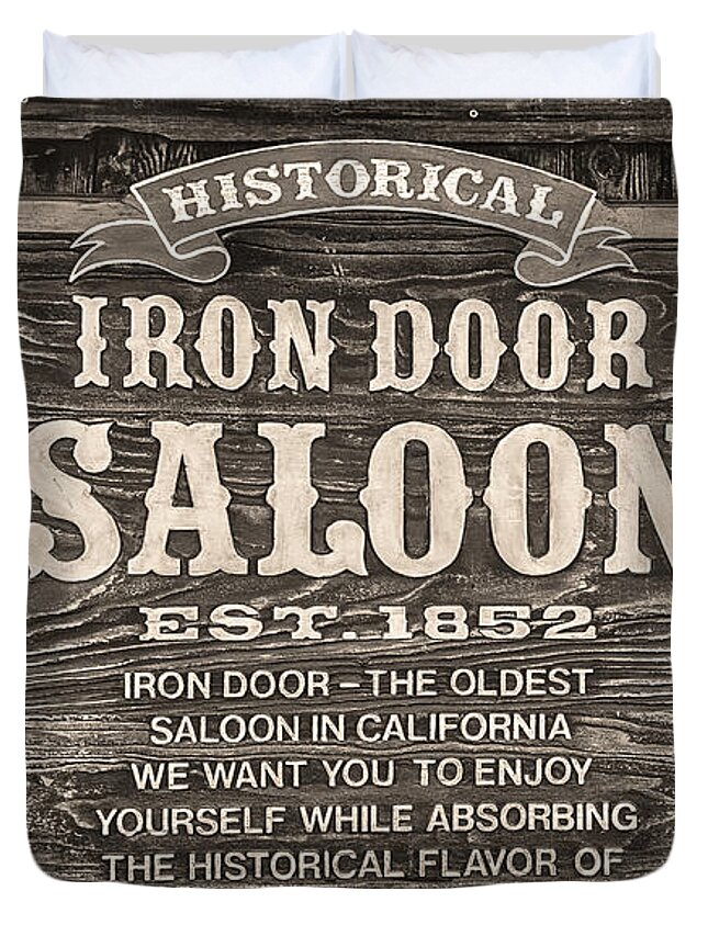 1852 Duvet Cover featuring the photograph Iron Door Saloon 1852 by David Millenheft