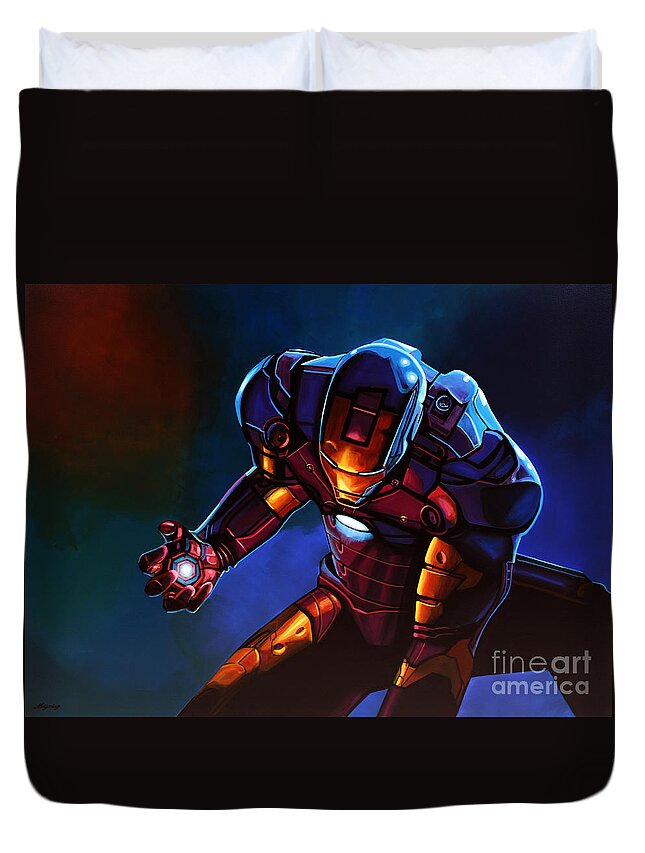 Iron Man Duvet Cover featuring the painting Iron Man by Paul Meijering