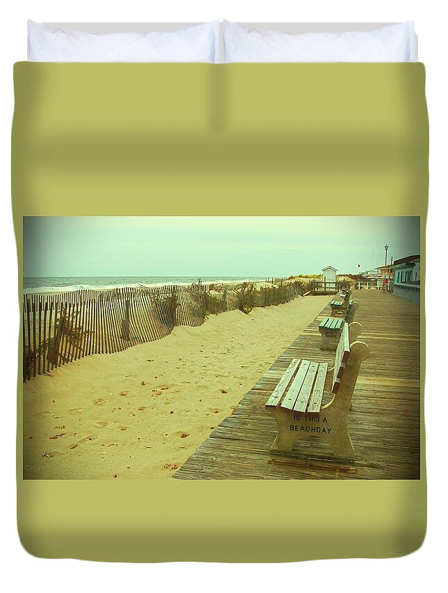 Jersey Shore Duvet Cover featuring the photograph Is This A Beach Day - Jersey Shore by Angie Tirado