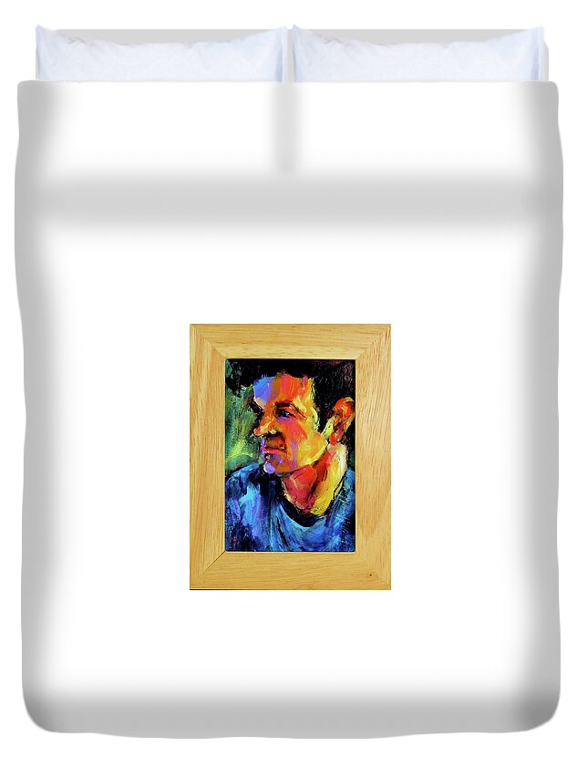 Painting Duvet Cover featuring the painting Isaak by Les Leffingwell