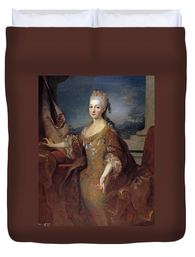 Jean Ranc Duvet Cover featuring the painting Isabella Louise of Orleans. Queen of Spain by Jean Ranc