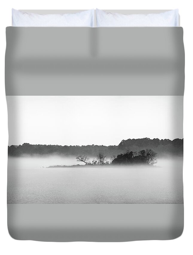 Fog Duvet Cover featuring the photograph Island In The Fog by Todd Aaron
