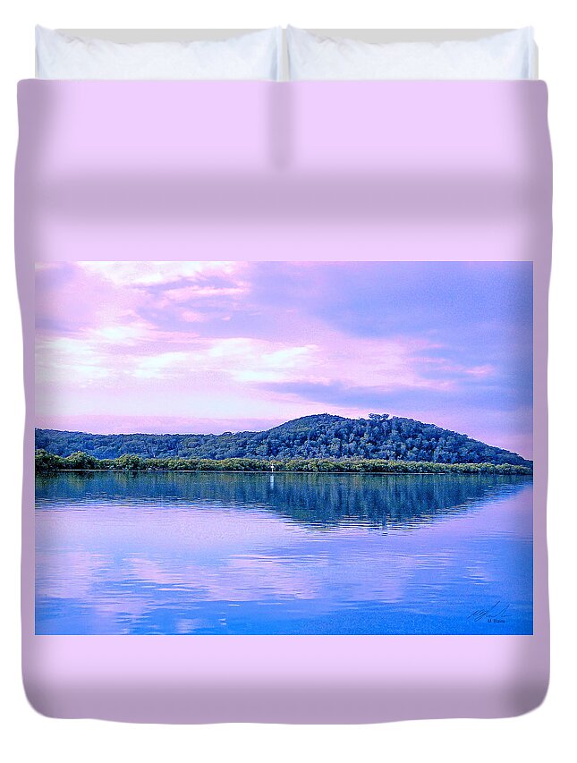 Island Duvet Cover featuring the photograph Island Reflection Purple Haze by Michael Blaine