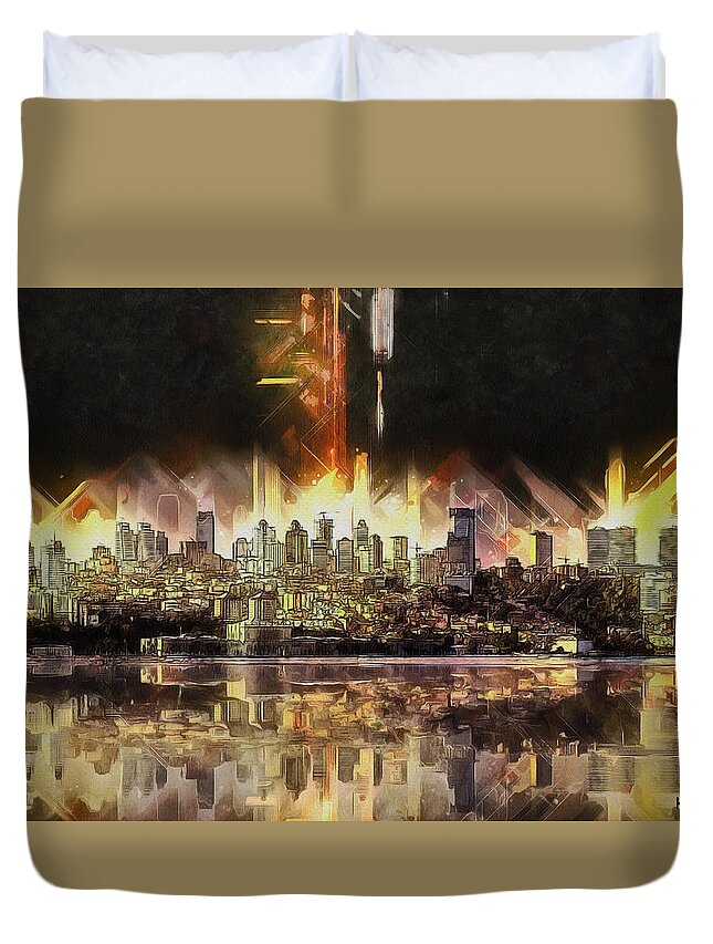 Istanbul Duvet Cover featuring the painting Istanbul in My Mind by Kai Saarto